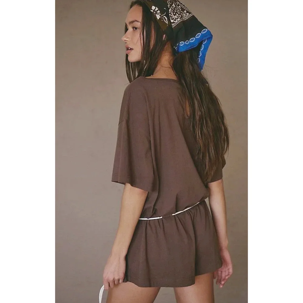 NEW FREE PEOPLE FREE-EST CARAFE BROWN MONET ROMPER SZ XS